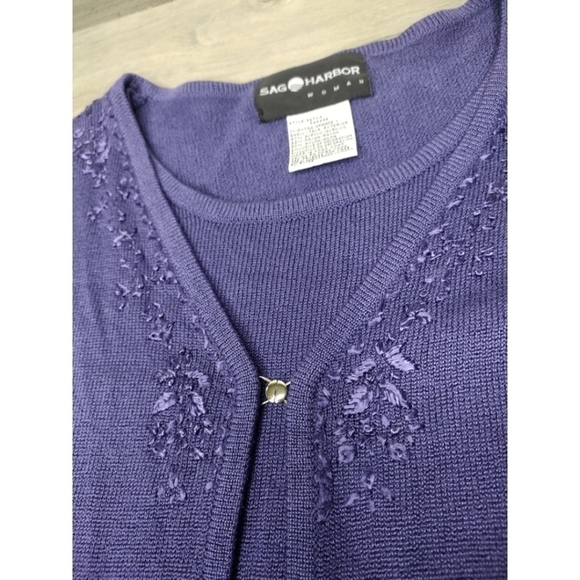 Sag Harbor purple top with attached cardigan look - Picture 11 of 11